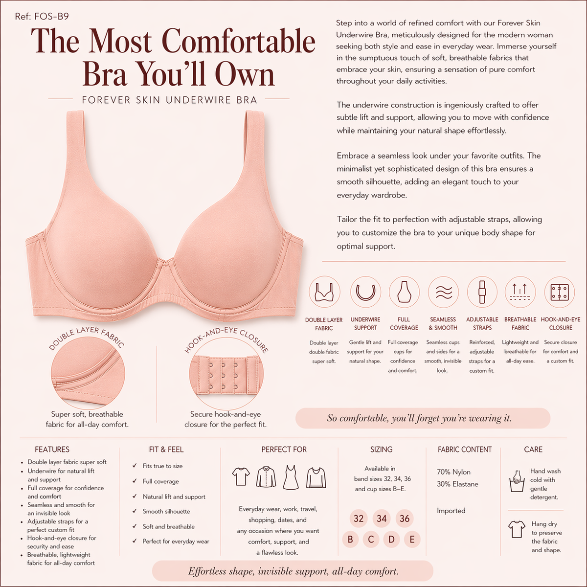 Huit - ☁️ Lightweight Microfiber B9 Full Underwire Bra
