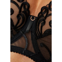 Sheer Full Figure Bra Gorteks Fiore Black embroidery detail