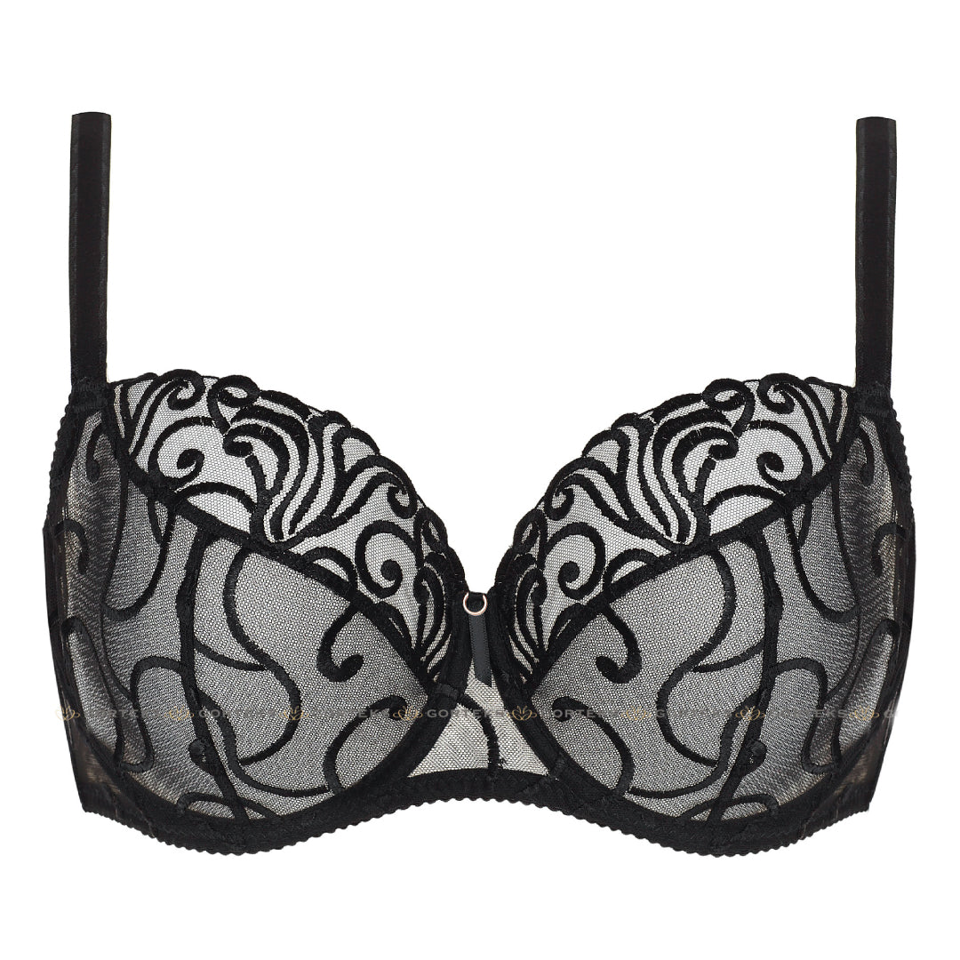 Sheer Full Figure Bra Gorteks Fiore Black