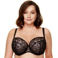 Sheer Full Figure Bra Gorteks Fiore Black plus size lingerie