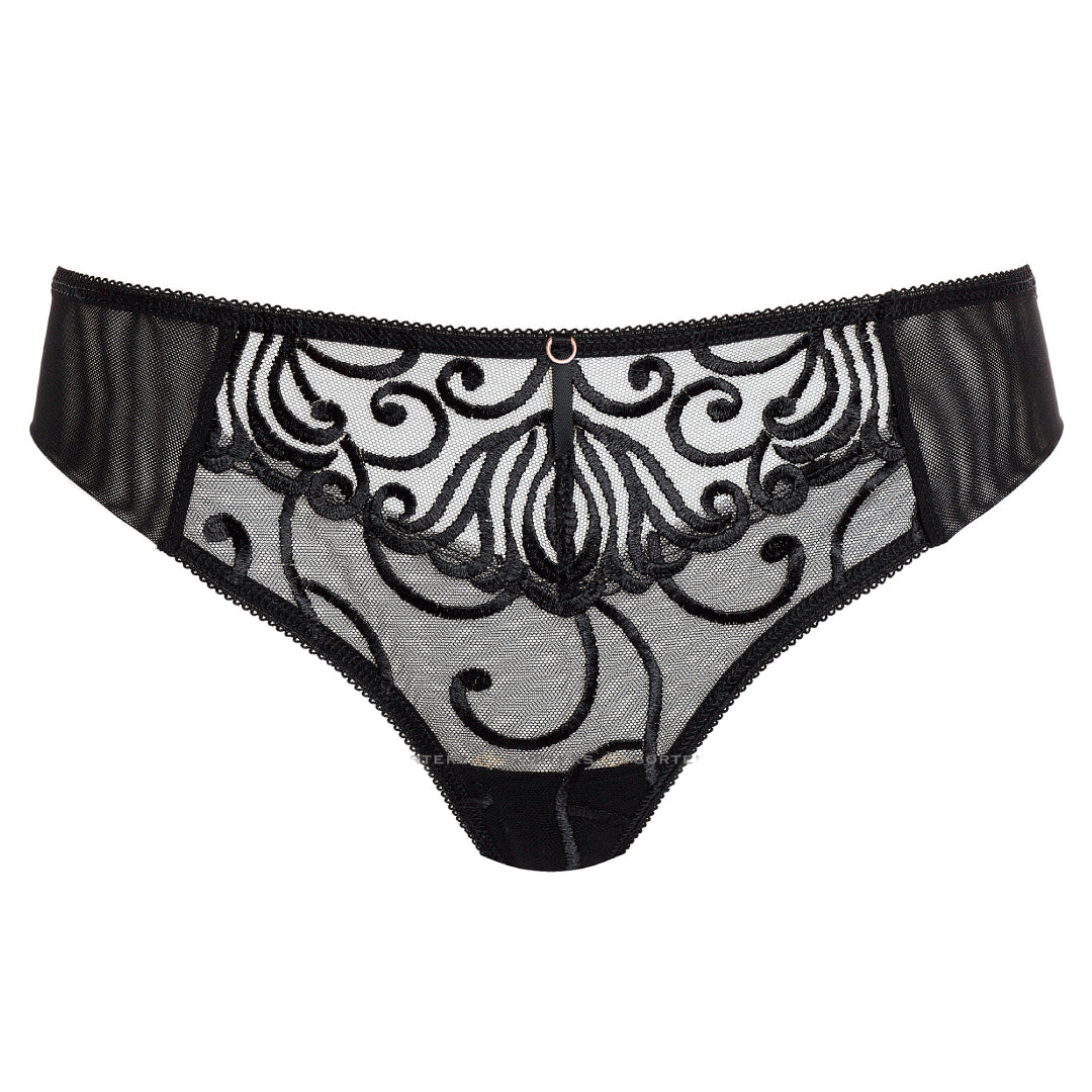Sheer Thong Panty Gorteks Fiore Black Intimates
