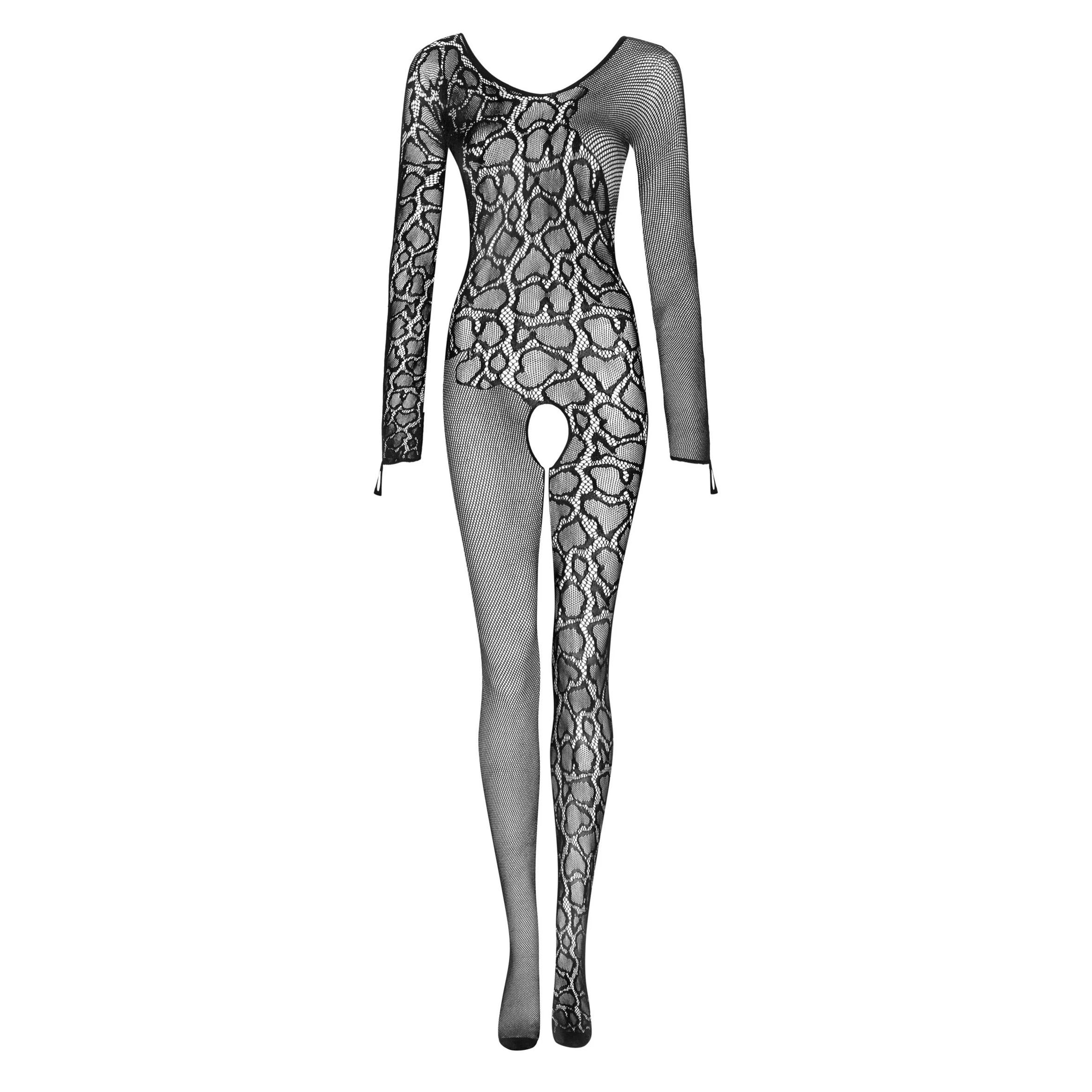 Sexy Crotchless Long Sleeve Bodystocking Obsessive Snake