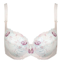 Sheer Mesh Lace Demi Cup Bra Bisquit