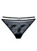 Samanta Kendall Sheer Mesh Low-Rise String Panty C300 in black with floral embroidery and double waistband, ideal for stylish lingerie collections.