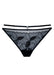 Samanta Kendall Sheer Mesh Low-Rise String Panty C300 in black with floral embroidery and double waistband, ideal for stylish lingerie collections.