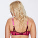 Back view of Sheer Mesh Full Figure Lace Bra Kinga Love Promise showing adjustable pink straps and secure hook-and-eye closure.