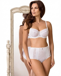 Gorteks Marilyn White Semi Sheer High Waist Brief Panty