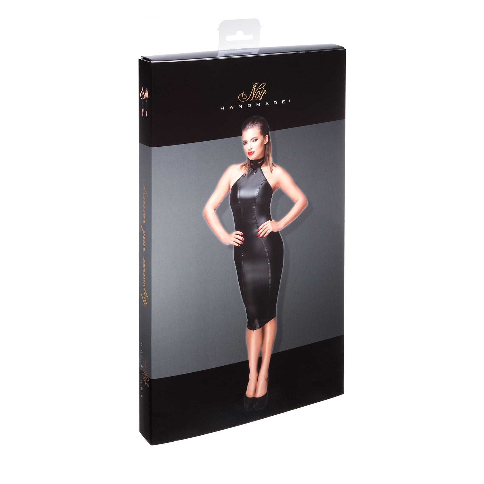 Powerwetlook Pencil Dress Noir Handmade Black box