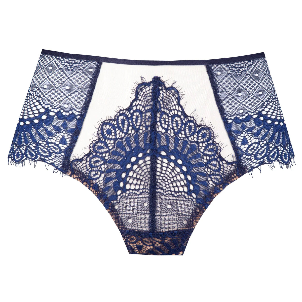 Sheer Lace Boxer Short Panty Blue