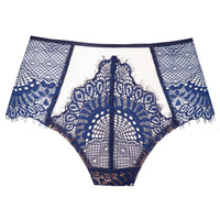 Sheer Lace Boxer Short Panty Blue