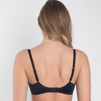 Samanta Perla Black Sheer Mesh Embroidered Full Figure Bra