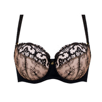 Samanta Perla Black Sheer Mesh Embroidered Full Figure Bra