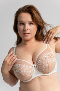 Plus Size Balconette Bra Sheer Mesh Ivory Intimates @ Lavinia Lingerie