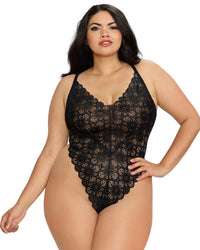 Dreamgirl Plus Mosaic Lace Teddy & Sheer Skirt