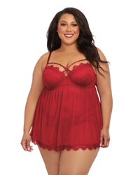 Dreamgirl Plus Size Underwire Push-Up Cup Babydoll