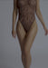 Blush Mesh Leopard Bodysuit in motion, highlighting the sheer stretch fabric and high-leg cut for a sexy lingerie look.