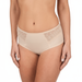 Mid Rise Brief Panty - Sheer Joy Briefs in nude with sheer side panels and diamond embroidery, offering full coverage and smoothing mesh support.