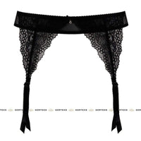 Sexy Sheer Lace Garter Belt Gorteks Scarlet Black