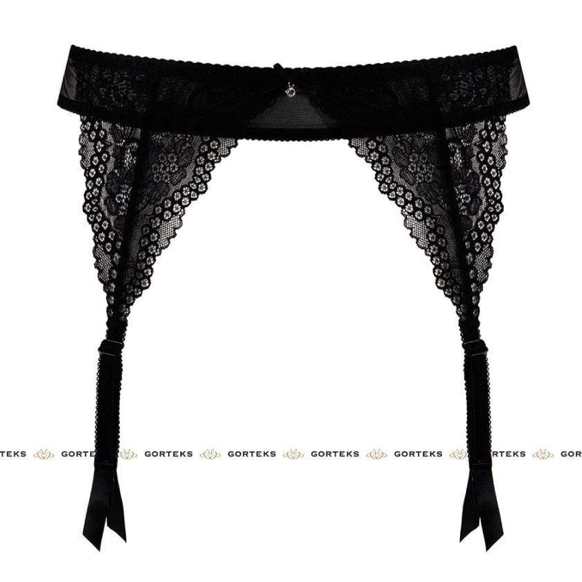 Sexy Sheer Lace Garter Belt Gorteks Scarlet Black