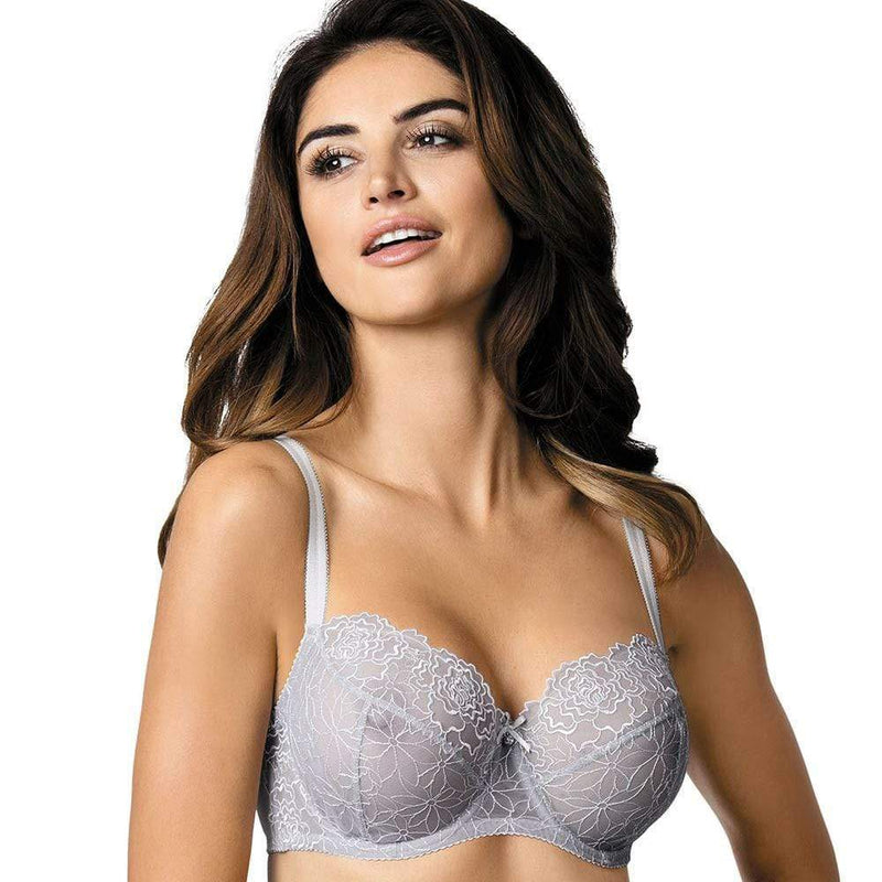 Sheer Lace Balcony Bra Gorteks Pamela Silver Gorteks Lingerie Balcony Bra