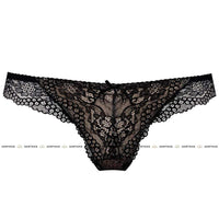 Sheer Lace Thong Panty Gorteks Scarlet Black