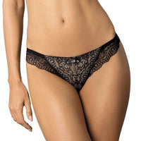 Sheer Lace Thong Panty Gorteks Scarlet Black