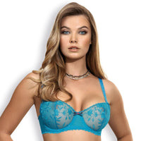 Sawren Intimates Demi Bra Sheer Mesh Demi Bra Sawren Twist 34B / Blue - Lavinia Lingerie