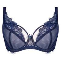 Sheer Mesh Underwire Bra Navy Blue Lingerie