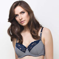 Unlined Full Figure Lace Bra Lauma Navy