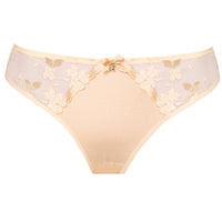 Mesh Tulle Embroidered Tanga Panty Beige Lingerie back view