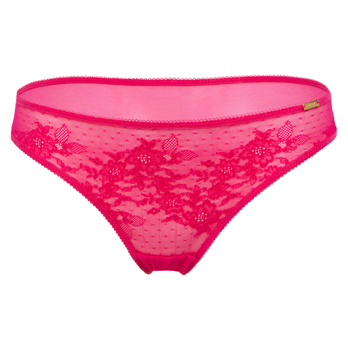 Gossard Glossies Lace Hot Pink Sheer Mesh Bikini Panty