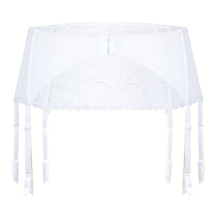Bridal Sheer Mesh Garter Belt WHITE back view