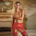High Waisted Lace Garter & G-string Set Allure Charissa Red Lingerie