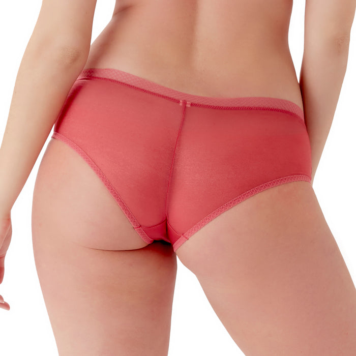 Gossard Glossies Raspberry Sorbet Sheer See Through Shorts Panty 6274 Red Lingerie back view