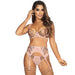 Sexy Transparent Balconette Bra Garter Belt String Panty Axami Pink Lingerie Set