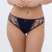 Sheer Mesh Tulle Embroidered Tanga Panty Hazel Navy BLUE