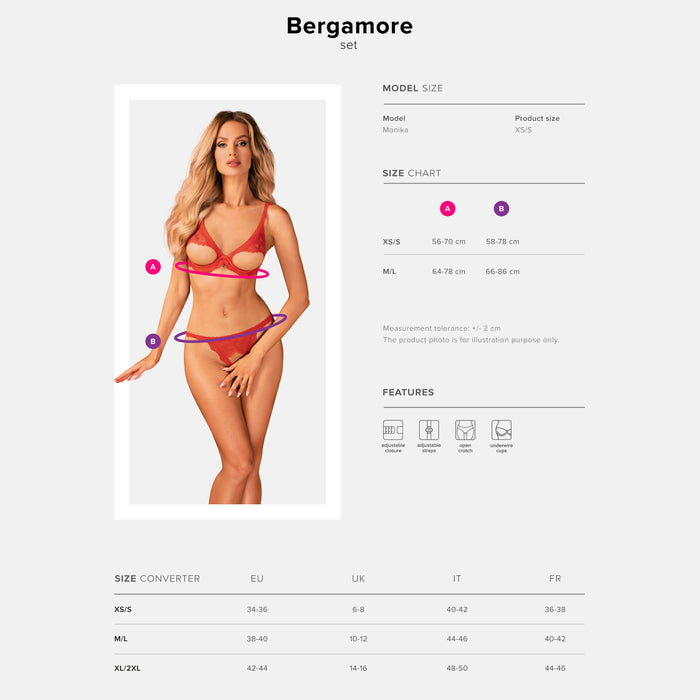Sexy Open Cup & Crotchless Panty 2 Piece Lingerie Set Bergamore