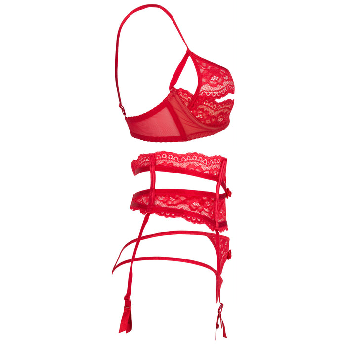 Axami Sexy Lace Peek-a-boo Bra String Thong Garter Belt Red Underwear Set V-6721 V-6722 V-6728