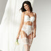 Sexy Bridal Molded Bra, Lace Garter Belt & Thong Panty Gorteks Rome Ivory Lingerie Set