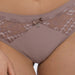 Sheer Mesh Tulle Embroidered Tanga Panty Taupe Intimates front detail