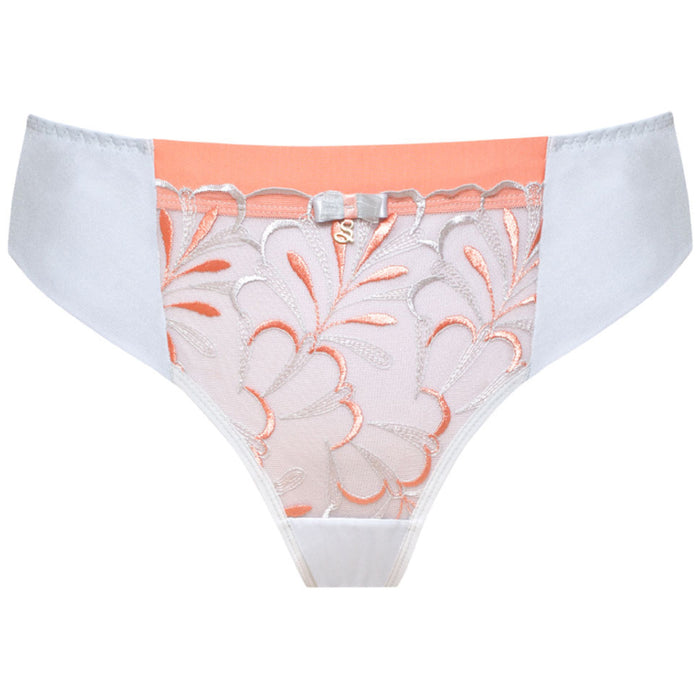 Sheer Mesh Tulle Embroidered Tanga Panty Sweet Gray Pink Intimates