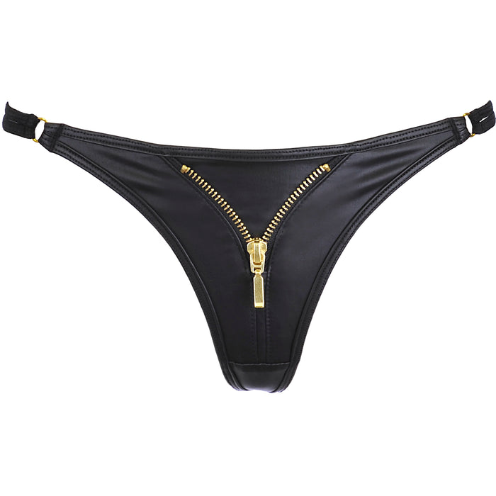 Sexy Faux Leather String Thong Panty Axami Unzipped