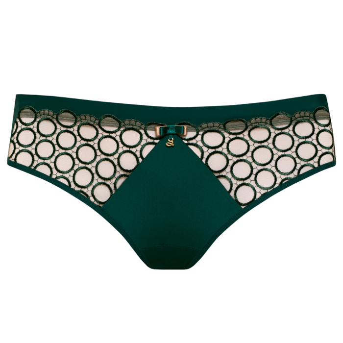 Sheer Mesh Tulle Embroidered Brief Panty Boobie Emerald