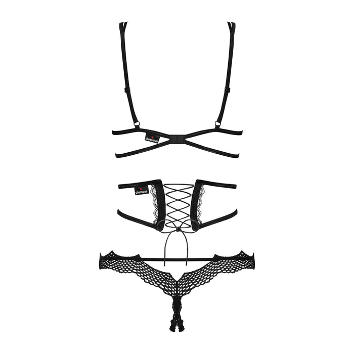 Ultra Sexy Open Cup Crotchless String 3 Piece Lingerie Set Bravelle