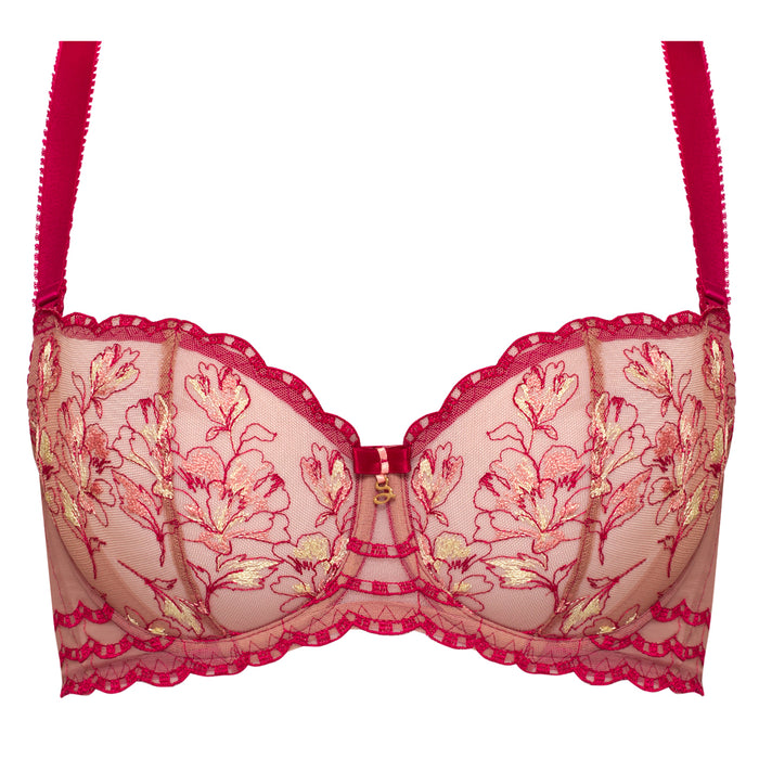 Daisy Rust Red Embroidered Lace Bralette