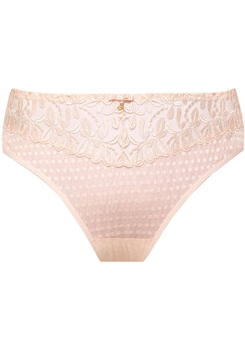Sheer Mesh Tulle Embroidered Bikini Panty Donna Pink Lingerie