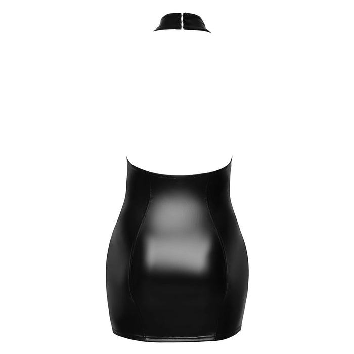 Sexy Deep Plunge Wetlook Mini Dress Noir Handmade Curvy