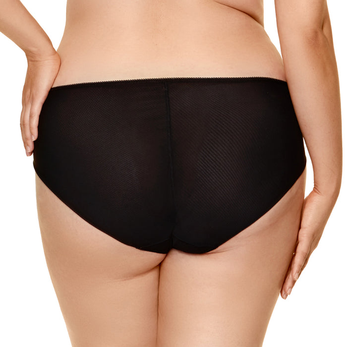 Sheer Low Rise Bikini Panty Gorteks Fiore Black plus back view