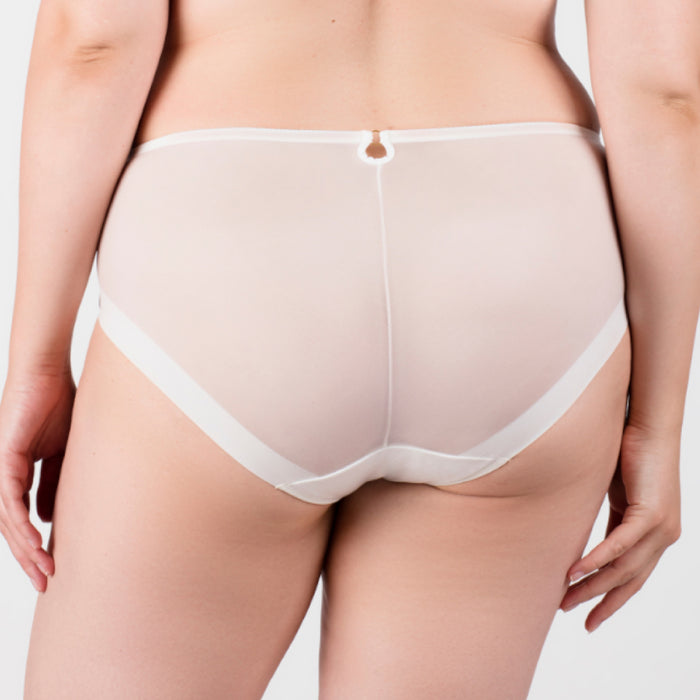 Sheer Mesh Tulle Embroidered Brief Panty Perla Ivory