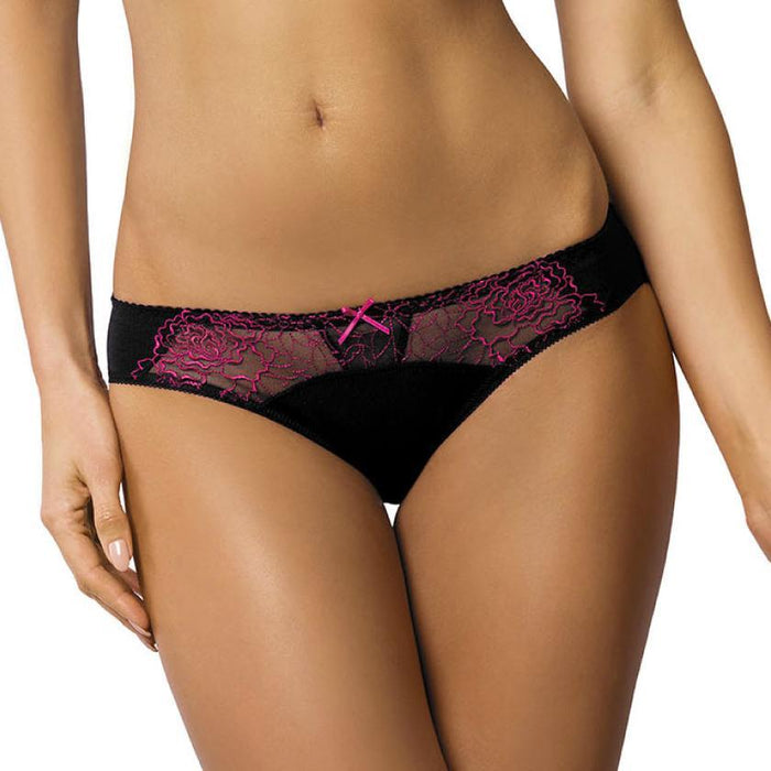 Semi Sheer Low Rise Bikini Panty Gorteks Pamela Black/Pink